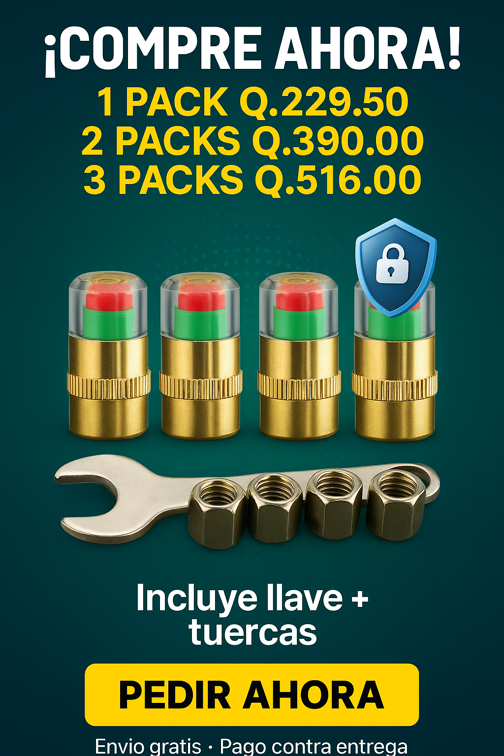 DriveSafe Caps™ + Kit Antirrobo GRATIS – El Guardián Invisible de tus Llantas